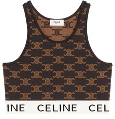 Бюстгальтер Celine с монограммой из шелкового хлопка Celine, коричневый