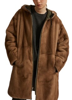 Длинное двустороннее пальто из технической ткани с отделкой из норки Yves Salomon