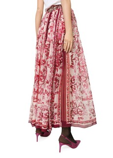 Длинная шифоновая юбка с принтом майолика Dolce &amp; Gabbana