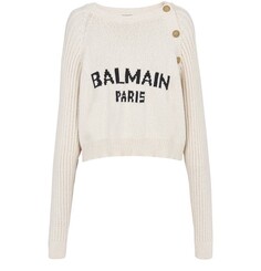 Жаккардовый джемпер на пуговицах с логотипом Balmain. Balmain