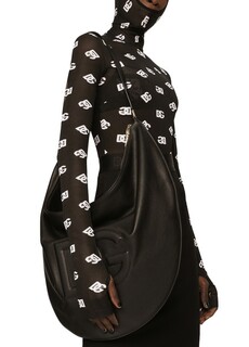Сумка-хобо в форме полумесяца из телячьей кожи Dolce &amp; Gabbana, черный