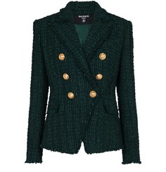 Твидовый пиджак на 6 пуговицах Balmain, зеленый