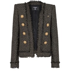 Твидовый пиджак с люрексом Balmain, черный