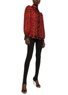 Твиловая рубашка с леопардовым и зебровым принтом Dolce &amp; Gabbana