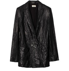 Кожаная куртка Visco с мятой отделкой Zadig&amp;Voltaire, темно-серый