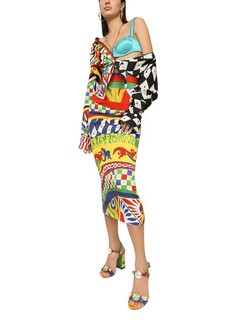 Трубчатая юбка-миди Carretto из технического джерси с принтом Dolce &amp; Gabbana