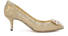 Туфли радужного цвета с люрексом и брошью Dolce &amp; Gabbana, золотой