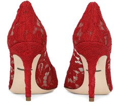 Туфли из кружева Taormina с кристаллами. Dolce &amp; Gabbana, темно-красный