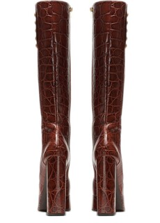 Коричневые ботинки из кожи под крокодила Balmain, коричневый