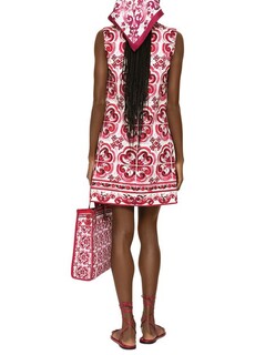 Короткое платье из парчи с принтом майолики Dolce &amp; Gabbana