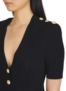 Короткое трикотажное платье Balmain, темно-серый