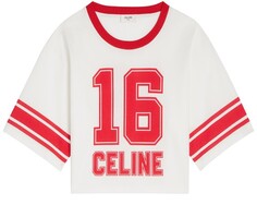 Укороченная футболка Celine 16 из хлопкового трикотажа Celine