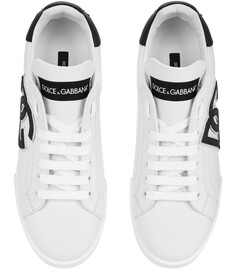Кроссовки Portofino из телячьей кожи с логотипом DG Dolce &amp; Gabbana, белый/черный