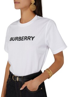 Хлопковая футболка с логотипом Burberry, белый