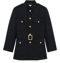 Шерстяная куртка в стиле милитари Saharienne Celine, черный