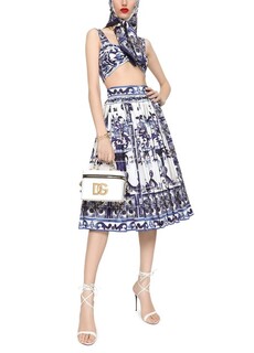Юбка миди с принтом Майолика Папелин Dolce &amp; Gabbana