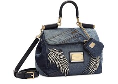 Маленькая джинсовая мягкая сумка Sicily в стиле пэчворк с вышивкой Dolce &amp; Gabbana