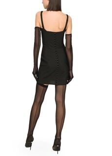 Мини-платье из муара из фая Dolce &amp; Gabbana, черный