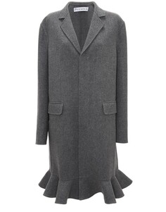 Пальто с оборками на подоле Jw Anderson, серый