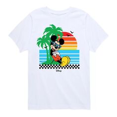 Летняя футболка с изображением заката и Микки Мауса Disney для мальчиков 8–20 лет Disney