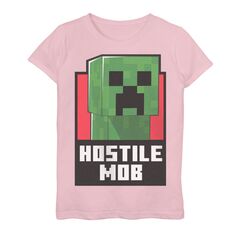 Футболка с логотипом Minecraft Creeper Hostile Mob для девочек 7–16 лет Licensed Character