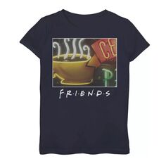 Классическая футболка с графическим логотипом Central Perk для девочек 7–16 лет Licensed Character, синий