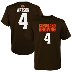 Молодежная футболка с именем и номером игрока Deshaun Watson Brown Cleveland Browns Mainliner Outerstuff
