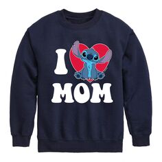 Флисовый пуловер с рисунком «I Love Mom» для мальчиков 8–20 лет Disney&apos;s Lilo &amp; Stitch Disney, синий