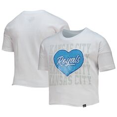 Белый укороченный топ с блестками и сердечками New Era для девочек Kansas City Royals New Era