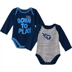 Комплект из двух боди с длинными рукавами темно-синего/серого цвета для новорожденных и младенцев Tennessee Titans Born To Win Outerstuff