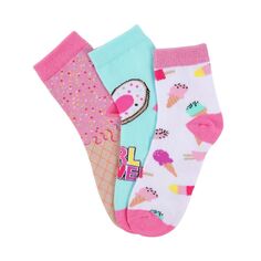 Носки до щиколотки из смесового хлопка для девочек с мороженым, 3 упаковки MeMoi