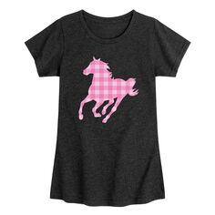 Розовая футболка с рисунком лошади в мелкую клетку для девочек 7–16 лет Licensed Character