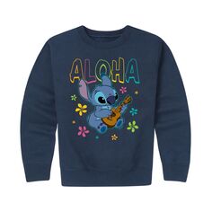 Флисовый пуловер с рисунком Aloha для мальчиков 8–20 лет Disney&apos;s Lilo &amp; Stitch Disney, синий