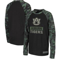 Молодежная футболка Colosseum Black/Camo Auburn Tigers OHT Military Appreciation реглан с длинными рукавами Colosseum