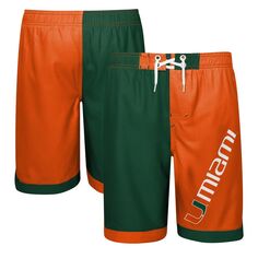 Молодежные зеленые/оранжевые шорты для плавания Miami Hurricanes Conch Bay Outerstuff