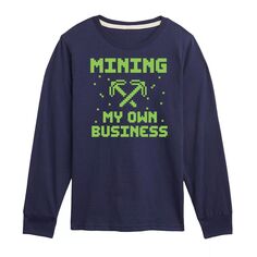 Футболка с рисунком Minecraft для мальчиков 8–20 лет «Mining My Own Business» Minecraft, синий