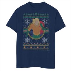 Рождественский уродливый свитер с изображением Аквамена и Аквамена для мальчиков 8–20 лет, футболка с графическим рисунком Licensed Character