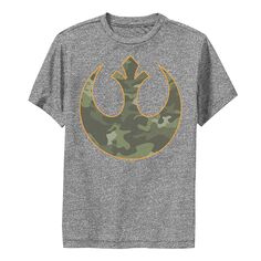 Зеленая камуфляжная оранжевая футболка с гербом для мальчиков 8–20 лет Star Wars Rebel Alliance Licensed Character