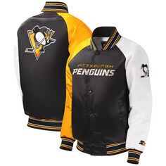 Черная университетская куртка с длинными кнопками реглан Youth Starter Pittsburgh Penguins Starter