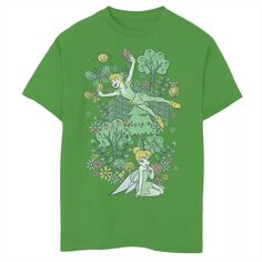 Летняя футболка с рисунком Диснея «Питер Пэн Тинкер Белл» для мальчиков 8–20 лет Disney