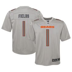 Молодежная игровая майка Nike Justin Fields Grey Chicago Bears Атмосфера Nike