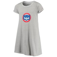 Мягкое, как виноград, меланжевое платье Chicago Cubs для девочек с меланжевым рисунком серого цвета Unbranded