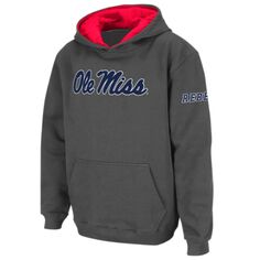 Темно-серый пуловер с капюшоном и большим логотипом Youth Stadium Athletic Ole Miss Rebels Unbranded
