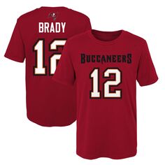 Красная футболка Tom Brady для дошкольников Tampa Bay Buccaneers Mainliner с именем и номером игрока Outerstuff