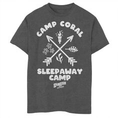 Футболка с логотипом Sponge On The Run Camp Coral Sleepaway Camp для мальчиков 8–20 лет Nickelodeon
