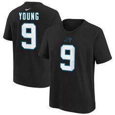 Футболка Nike Bryce Young Black Carolina Panthers для дошкольников, выбор игрока в первом раунде драфта НФЛ 2023, имя и номер Nike
