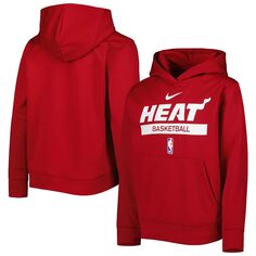 Молодежный пуловер с капюшоном Nike Red Miami Heat Spotlight Practice Performance Nike