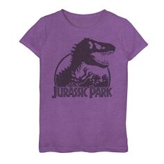 Классическая футболка с логотипом и рисунком скелета тиранозавра для девочек 7–16 лет «Парк Юрского периода» Licensed Character