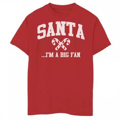 Рождественская футболка с рисунком «Санта, я большой поклонник» для мальчиков 8–20 лет Licensed Character