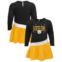 Черное/золотое трикотажное платье для девочек Pittsburgh Steelers Heart to Heart Tri-Blend Dress Outerstuff